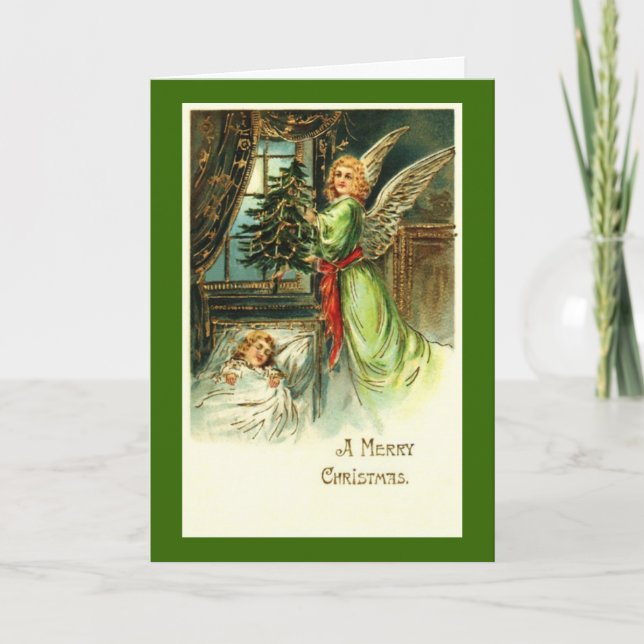 Carte de Noël vintage d'ange (Devant)