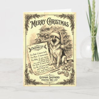 Carte de Noël vintage de Berger Allemand avec bio.