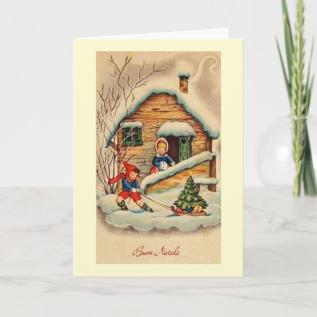 Carte de Noël vintage de Buon Natale d'Italien (Devant)