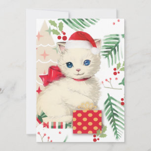 Carte de Noël vintage de chaton