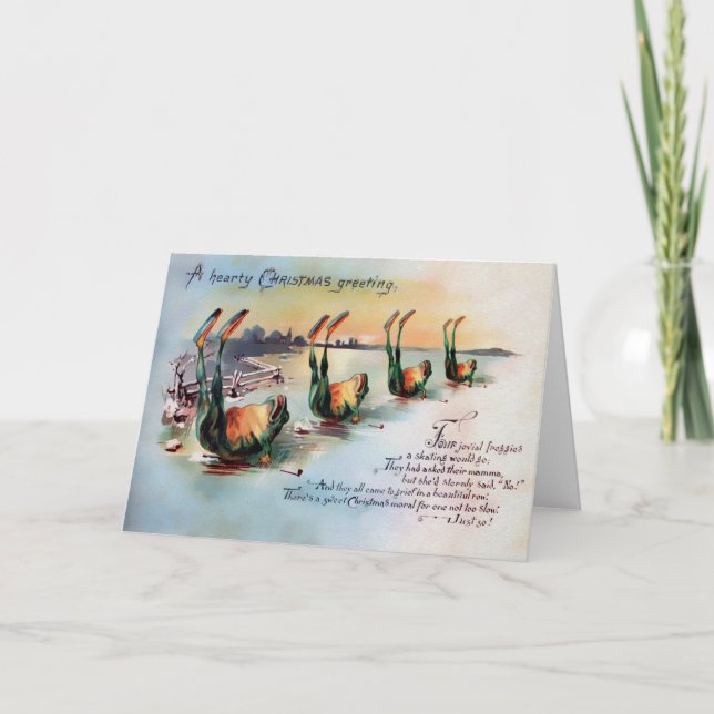 Carte de Noël vintage de grenouilles victoriennes (Devant)