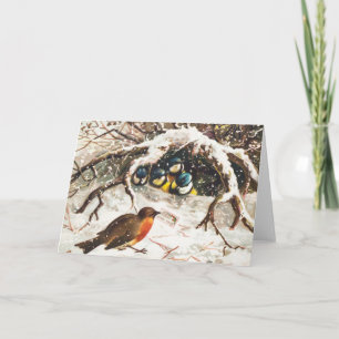 Carte de Noël vintage de l'ère victorienne, Oiseau