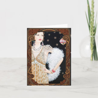 Carte de Noël vintage de Noël années 20 Flapper 