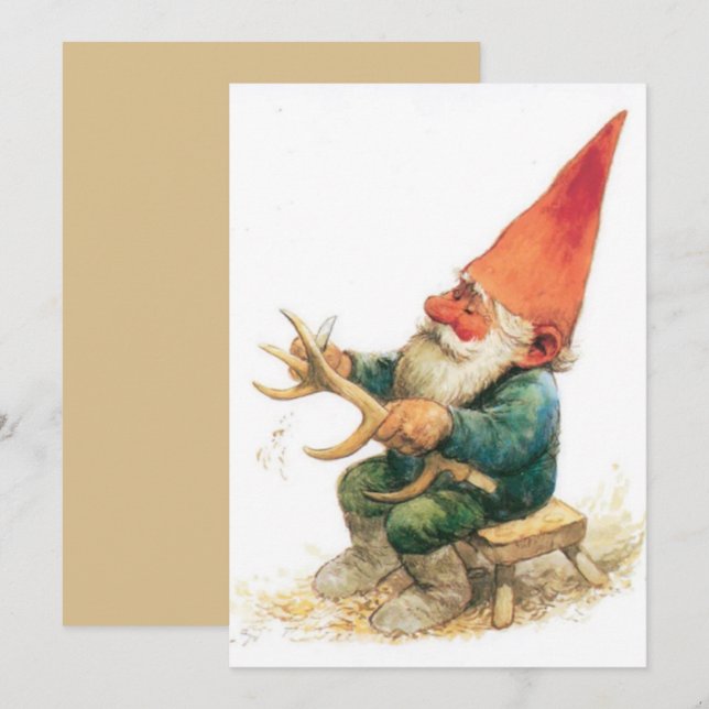 Carte de Noël vintage de Noël gnome (Devant / Derrière)