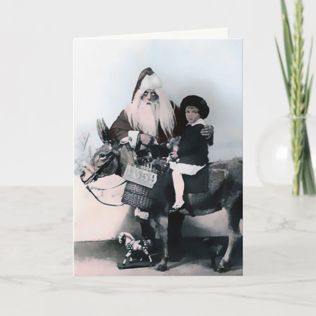 Carte de Noël vintage de Père Noël effrayant (Devant)