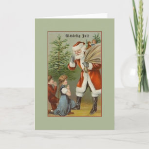 Carte de Noël vintage de Père Noël Glædelig
