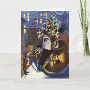 Carte de Noël vintage de Père Noël méchant