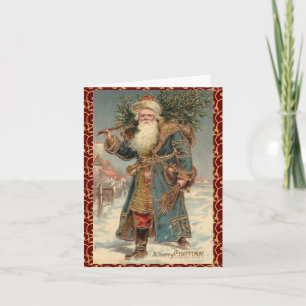 Carte de Noël vintage de Père Noël rustique victor