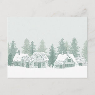 Carte de Noël vintage de village d'hiver
