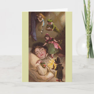 Carte de Noël vintage des elfes de fée Imaginaire