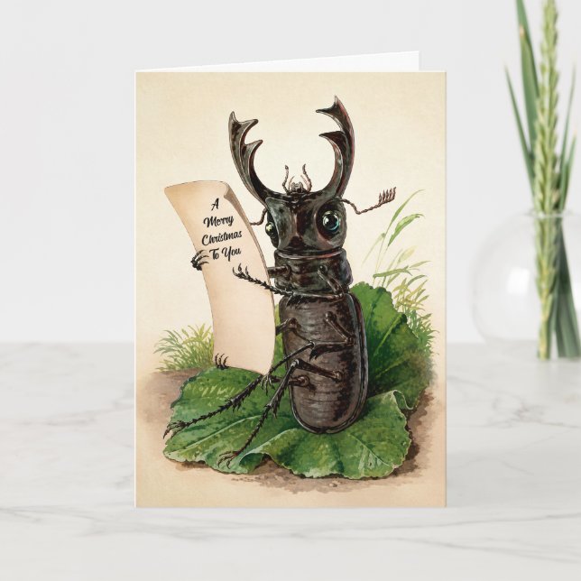 Carte de Noël vintage du cerf éléphant (Devant)