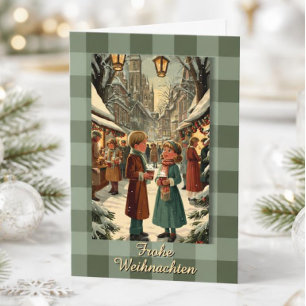 Carte de Noël vintage du marché de Noël allemand p