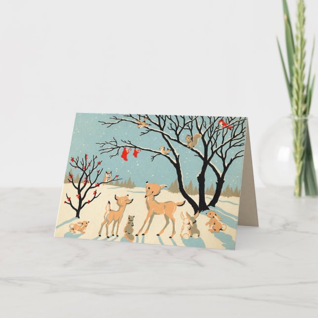 Carte de Noël vintage du pays des merveilles (Devant)