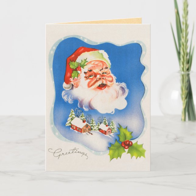 Carte de Noël vintage du Père Noël (Devant)