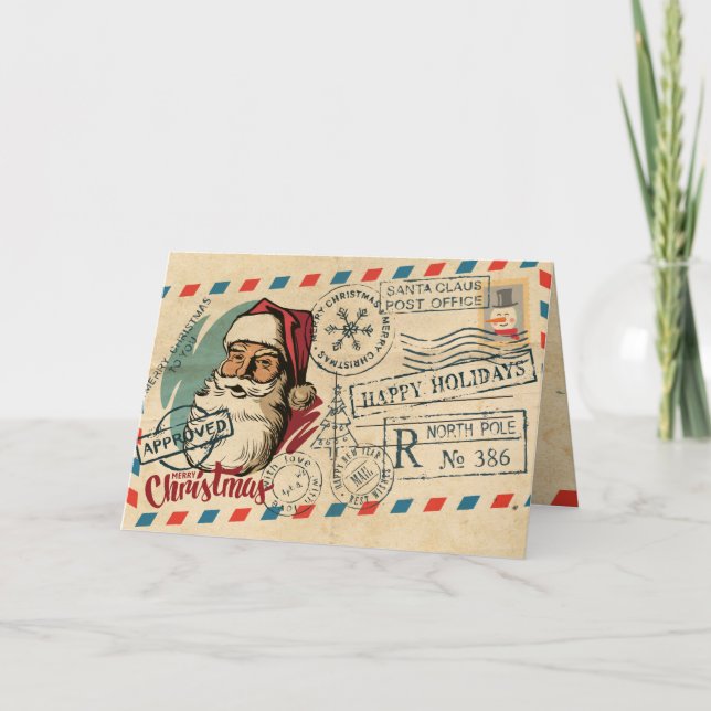 Carte de Noël vintage du Père Noël (Devant)