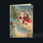 Carte de Noël vintage du Père Noël<br><div class="desc">Cartes de Noël vintage pour les gens que vous aimez. Facile à customiser ! Chaque carte postale du monde ancien est soigneusement restaurée pour une qualité d'impression optimale.</div>