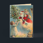 Carte de Noël vintage du Père Noël<br><div class="desc">Cartes de Noël vintage pour les gens que vous aimez. Facile à customiser ! Chaque carte postale du monde ancien est soigneusement restaurée pour une qualité d'impression optimale.</div>