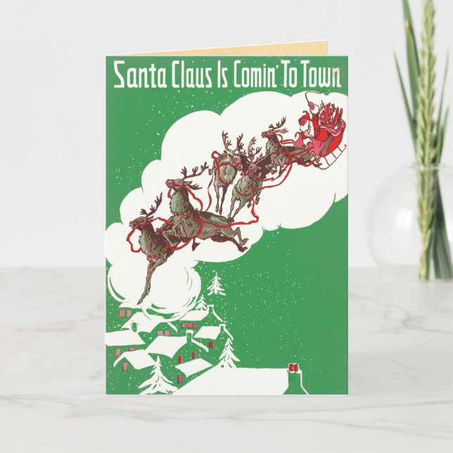 Carte de Noël vintage du Père Noël (Devant)