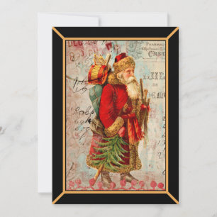 Carte de Noël vintage du Père Noël Joyeux Noël