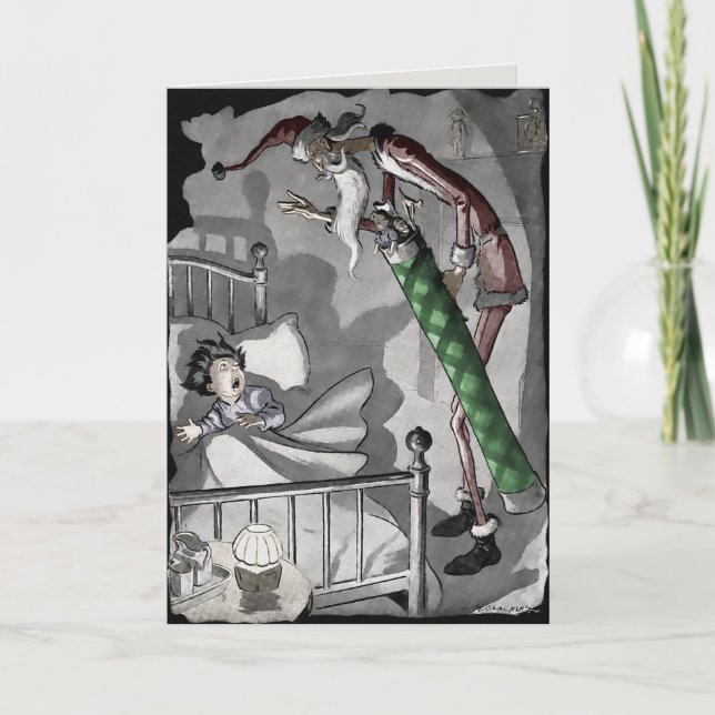 Carte de Noël vintage du Père Noël maigre (Devant)