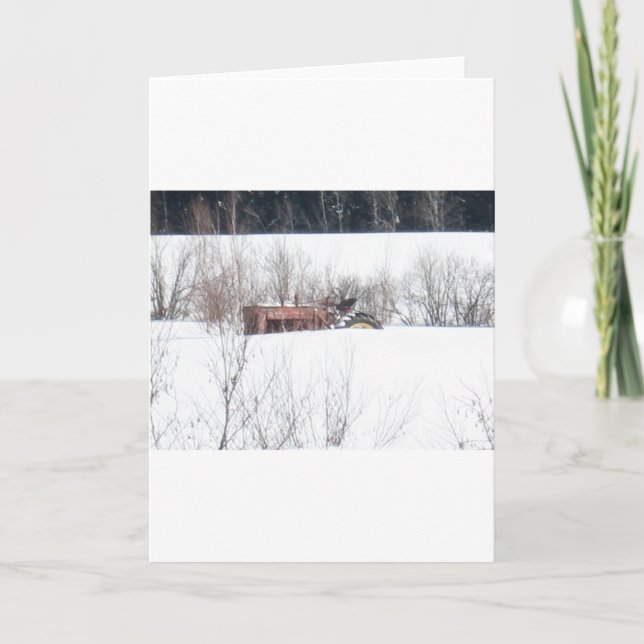 Carte de Noël vintage du tracteur oublié (Devant)