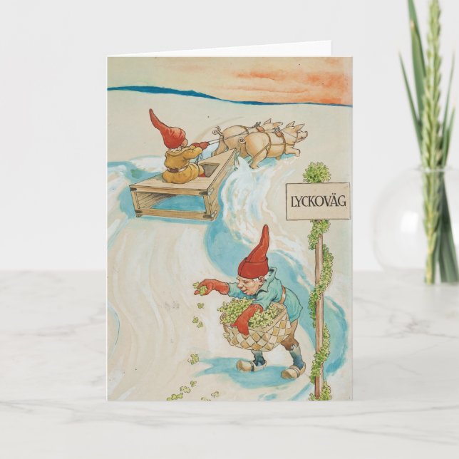 Carte de Noël Vintage | Elfe de Noël (Devant)