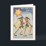 Carte de Noël vintage en Pologne Wesołych Świąt<br><div class="desc">Carte de voeux Retro / Polonais Vintage pour Noël. Deux gars polonais. Wesołych Świąt ! Joyeux Noël!</div>