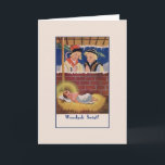 Carte de Noël vintage en Pologne Wesołyeh Świąt<br><div class="desc">Carte de voeux Retro / Polonais Vintage pour Noël.  Deux enfants adorent Baby Jesus dans la crèche !  Wesołyeh Świąt !  Joyeux Noël!</div>