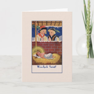 Carte de Noël vintage en Pologne Wesołyeh Świąt