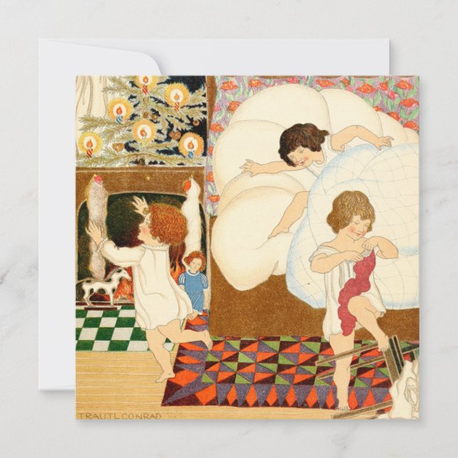 Carte de Noël Vintage | Enfants à Noël (Devant)