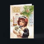 Carte de Noël Vintage Fille avec fourrure muff<br><div class="desc">Carte de Noël Vintage Fille avec fourrure muff</div>