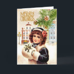 Carte de Noël Vintage Fille avec fourrure muff<br><div class="desc">Carte de Noël Vintage Fille avec fourrure muff</div>