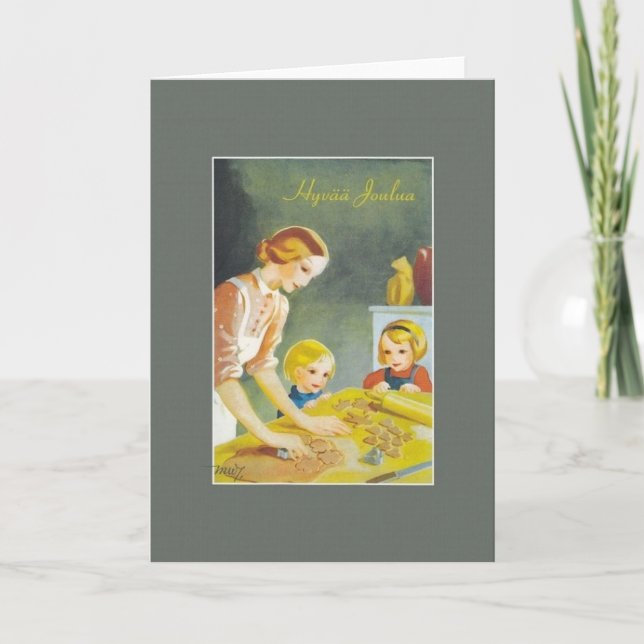 Carte de Noël vintage finlandaise Hyvää Joulua (Devant)