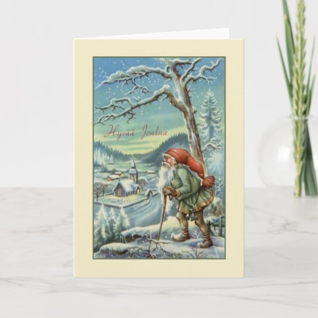 Carte de Noël vintage finlandaise Hyvää Joulua (Devant)