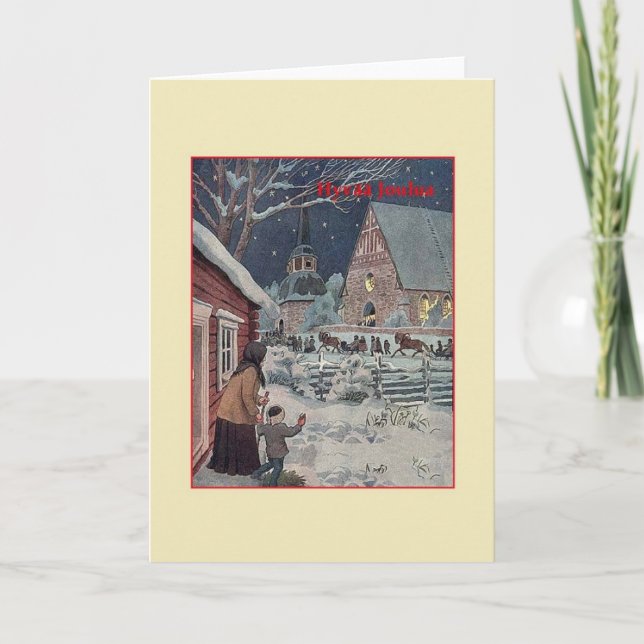 Carte de Noël vintage finlandaise Hyvää Joulua (Devant)