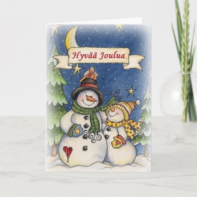 Carte de Noël vintage finlandaise Hyvää Joulua (Devant)