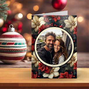 Carte de Noël vintage florale pliée