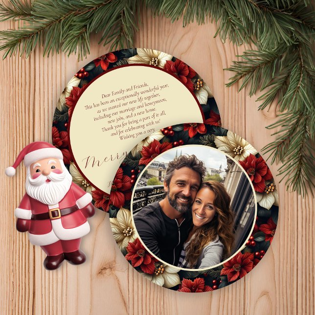 Carte de Noël vintage Florale ronde (Créateur téléchargé)