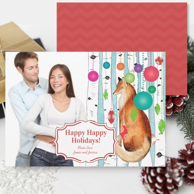 Carte de Noël vintage Fox Birch Tree (Créateur téléchargé)