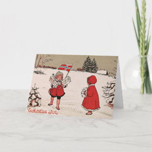 Carte de Noël Vintage   Glæ delig Jul Norvège