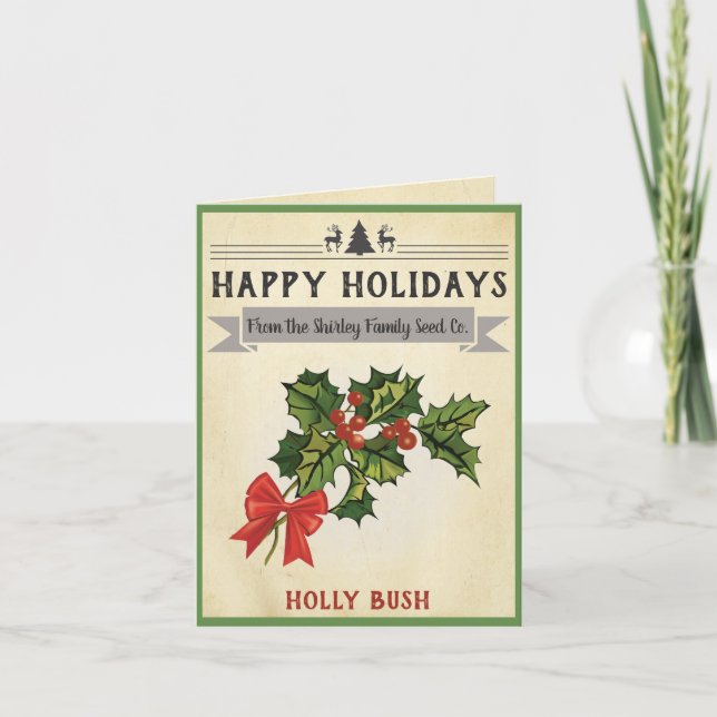 Carte de Noël vintage Holly (Devant)