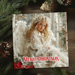 Carte de Noël vintage imprimable avec ange et voeu