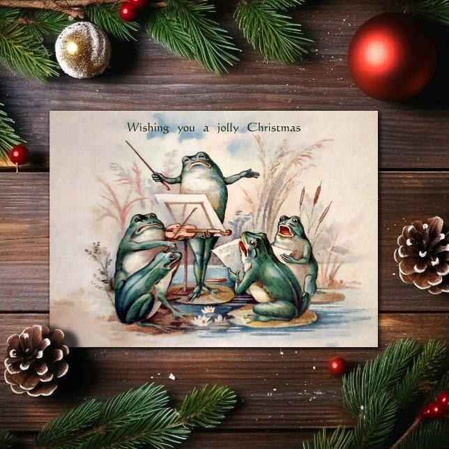Carte de Noël vintage Jolly Frogs (Créateur téléchargé)