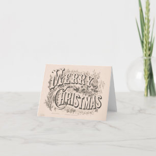 Carte de Noël Vintage   Joyeuse couronne de Noël