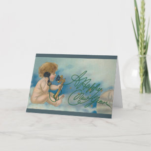 Carte de Noël Vintage   Joyeux ange du Nouvel An