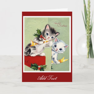 Carte de Noël vintage Joyeux Noël Chatons 2