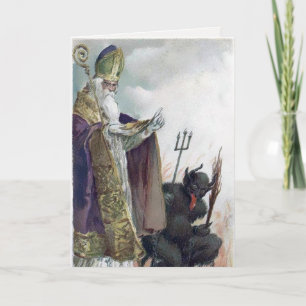 Carte de Noël vintage Krampus et St. Nick