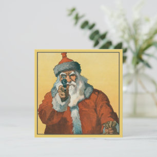 Carte de Noël vintage : le Père Noël est grincheux