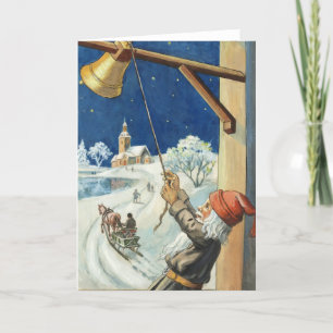 Carte de Noël Vintage   L'église Elf suédoise sonn