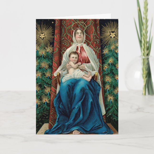 Carte de Noël Vintage Madonna et Enfant (Devant)